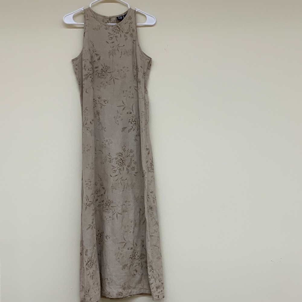 Elegant Floral Beige Maxi Dress